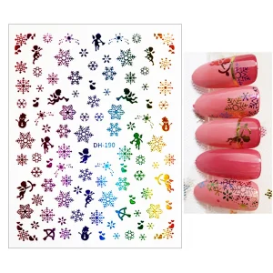 Christmas Nail Art Stickers 3D Nail Stickers Snowflakes Christmas Gifts Stickers DIY Nail Art Foils Winter Nail Sliders Manicure